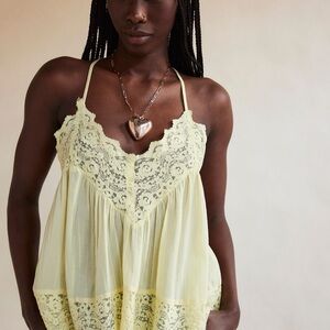 Free People Yellow Lace Camisole